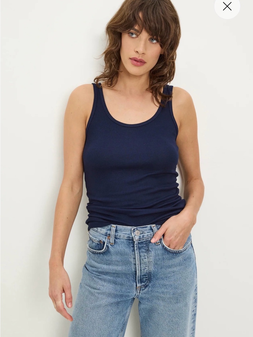 Michael Stars Women's Navy Ribbed “Beater” Tank Top OSFM